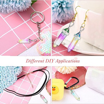 14Pcs 7 Colors Faceted Bullet Glass Pointed Pendants GLAA-CJ0001-71-1