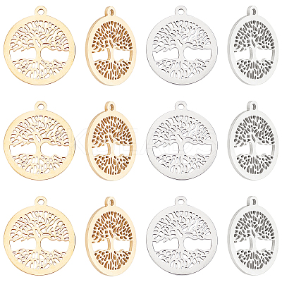 16Pcs 2 Colors 304 Stainless Steel Pendants STAS-UN0023-39-1