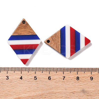 Independence Day Opaque Striped Resin & Walnut Wood Pendants RESI-U010-02Q-1