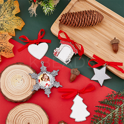 8 Sets 8 Styles Christmas Theme Sublimation Blank Alloy Pendant Decorations DIY-FH0005-64-1