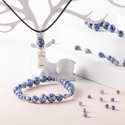 340Pcs 4 Sizes Natural Blue Spot Jasper Beads G-LS0001-17-1