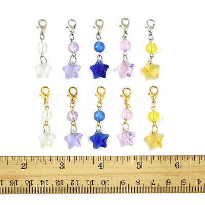 50Pcs Glass & Acrylic Star Pendant Decorations HJEW-FS00046-1