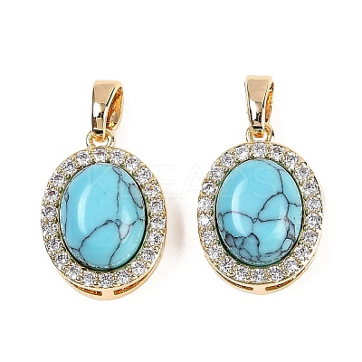 Synthetic Turquoise(Dyed) Oval Pendants KK-U043-47G-E-1