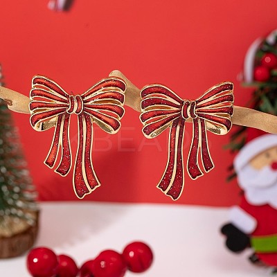 Bowknot Alloy Enamel Stud Earrings FS-WGE51B1-01-1