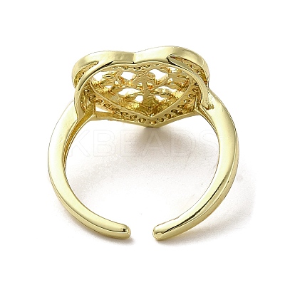 Rack Plating Brass with Clear Cubic Zirconia Cuff Rings RJEW-G308-01E-G-1