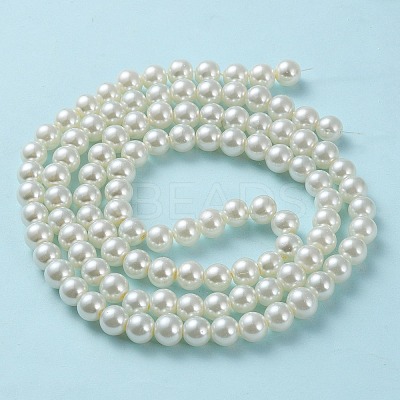 Baking Paint Pearlized Glass Pearl Round Bead Strands X-HY-Q330-8mm-02-1