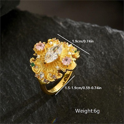 Brass Micro Pave Cubic Zirconia Finger Rings for Women QS5148-3-1