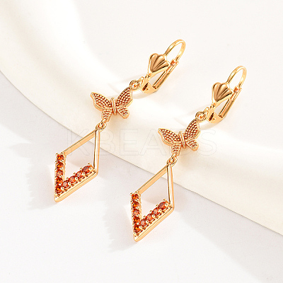 Fashionable Classic Copper Tassel Leverback Earrings with Zircon Stones WS8676-1