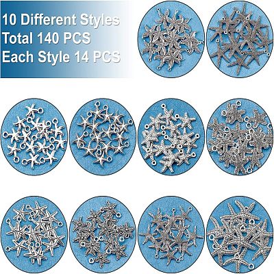 Tibetan Style Alloy Starfish/Sea Stars Shape Pendants TIBEP-PH0001-14AS-RS-1