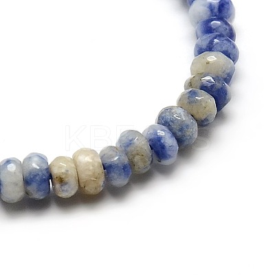 Faceted Natural Blue Spot Jasper Rondelle Bead Strands G-M065-4mm-06-1