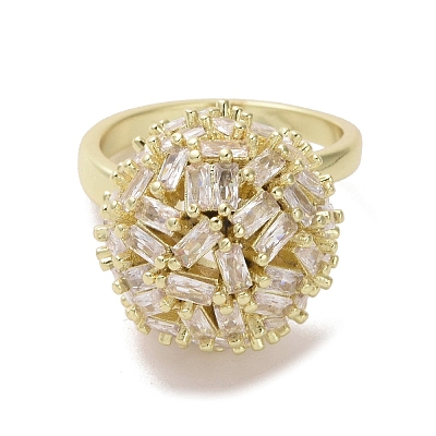 Brass Micro Pave Cubic Zirconia Cuff Ring RJEW-K256-54G-1