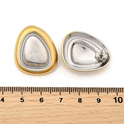 304 Stainless Steel Two Tone Triangle Stud Earrings LS-EJEW-Z116-03GP-01-1