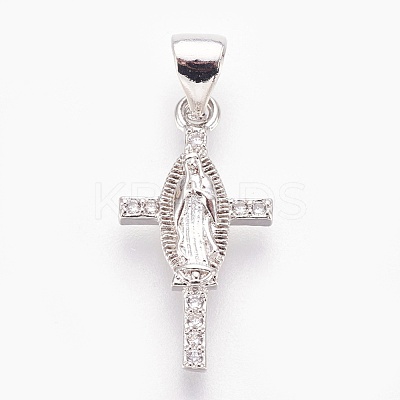 Brass Micro Pave Cubic Zirconia Pendants ZIRC-E153-28P-NR-1