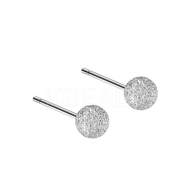Anti-Tarnish Rhodium Plated 999 Fine Silver Texture Round Stud Earrings for Women LS-EJEW-S215-08P-1