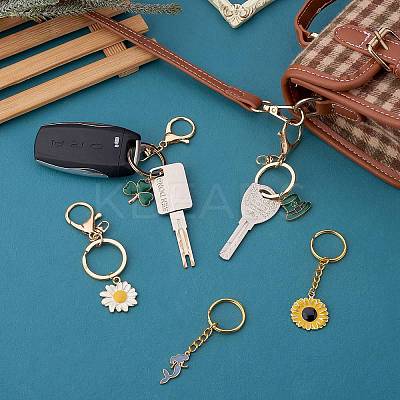 8Pcs Alloy Enamel Pendants Keychain KEYC-SW00003-02-1