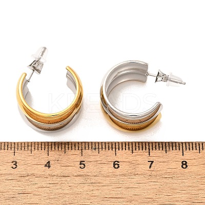 304 Stainless Steel Two Tone Stud Earrings EJEW-F355-05GP-03-1
