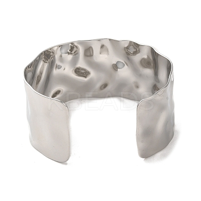 Non-Tarnish 304 Stainless Steel Textured Cuff Bangles BJEW-Q773-05P-1