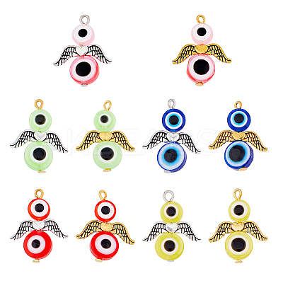 5 Sets Evil Eye Resin Bead Pendants FIND-FH0009-10-1