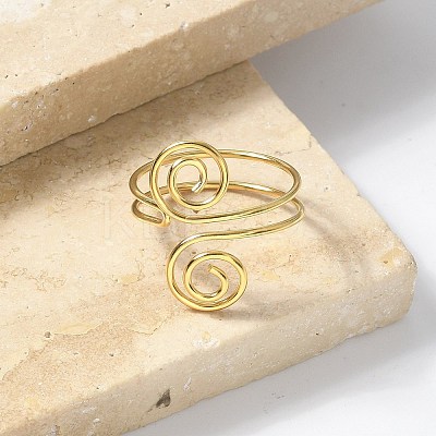 304 Stainless Steel Round Wrap Open Cuff Rings for Women Men RJEW-Z071-02A-G-1