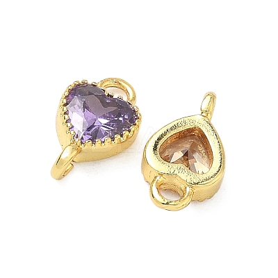 Brass Pave Cubic Zirconia Connector Charms KK-L264-14G-1