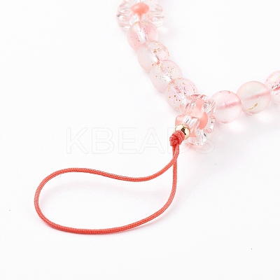 Frosted Round Spray Painted Glass Beaded Mobile Straps HJEW-JM00467-03-1