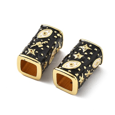 Brass Micro Pave Clear Cubic Zirconia Rectangle European Beads KK-Z114-15G-A-1