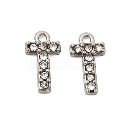 Letter 304 Stainless Steel Rhinestone Charms STAS-H240-24T-P-1