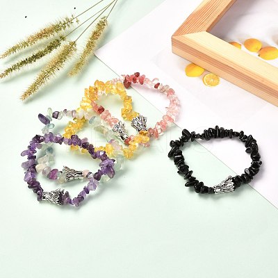 Natural & Synthetic Mixed Gemstone Stretch Bracelet for Men Women BJEW-JB06706-1