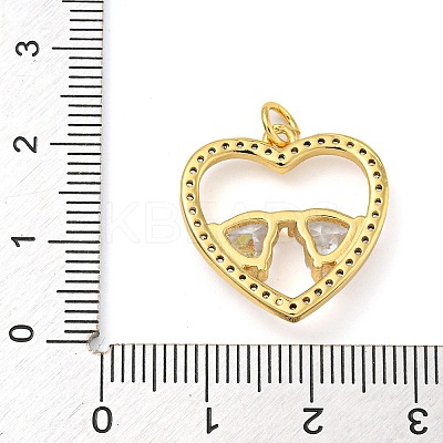 Rack Plating Brass Micro Pave Clear Cubic Zirconia Pendants KK-Z063-10G-03-1