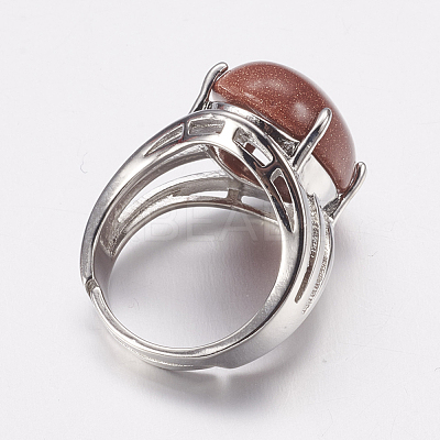 Natural & Synthetic Gemstone Wide Band Finger Rings RJEW-K224-A-1