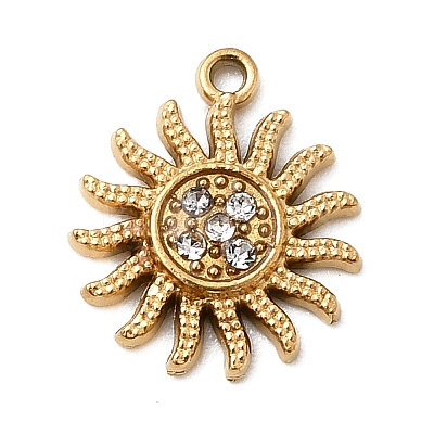 304 Stainless Steel Micro Pave Rhinestone Charms STAS-G369-05G-1