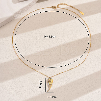 Stainless Steel Crystal Rhinestone Hollow Wing Pendant Necklaces for Women Daily Wear JF5820-1