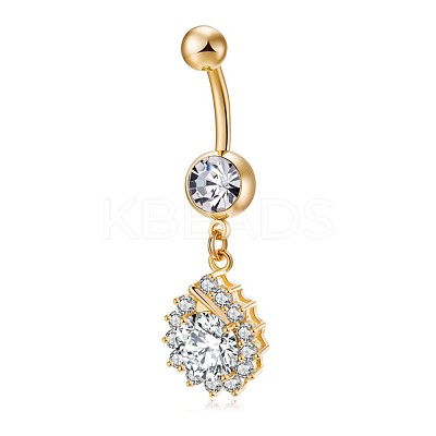 Brass Cubic Zirconia Navel Ring AJEW-EE0004-09-1