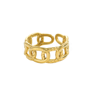 304 Stainless Steel Oval Chain Cuff Bangles for Women STAS-OY012-38G-1