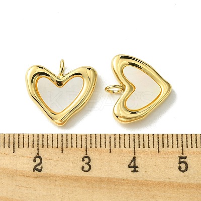 Ion Plating(IP) 304 Stainless Steel Pave Shell Heart Charms FIND-Z028-20G-1