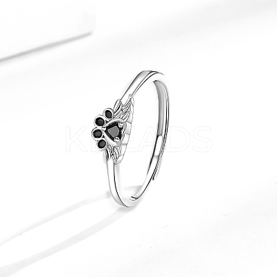 Brass Micro Pave Cubic Zirconia Adjustbale Finger Rings for Women PW-WG17DE1-01-1
