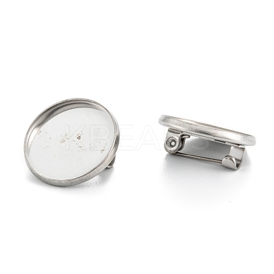 Tarnish Resistant 304 Stainless Steel Brooch Cabochon Settings STAS-G250-04P-D-1