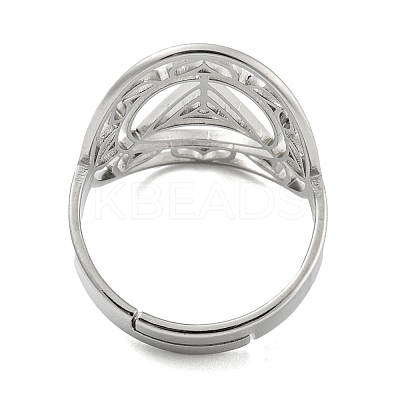 Non-Tarnish Ring with Lotus 304 Stainless Steel Adjustable Rings RJEW-G306-04P-1