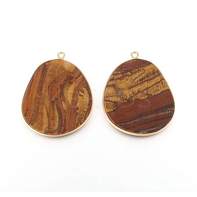 Natural Tiger Eye Pendants G-E526-09H-1