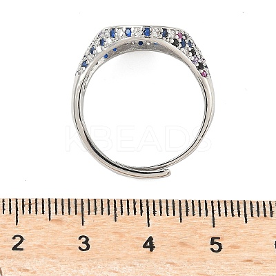 Brass Micro Pave Cubic Zirconia Cuff Rings for Women RJEW-A069-13P-1