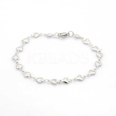 Tarnish Resistant Casual Style 304 Stainless Steel Heart Link Chain Bracelets LS-STAS-O036-05P-1