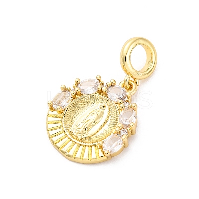 Brass Clear Cubic Zirconia European Dangle Pendants KK-D325-28G-04-1