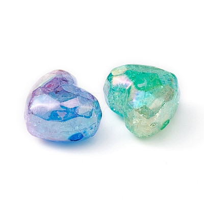 10Pcs 5 Colors Transparent Crackle Acrylic Beads MACR-YW0002-64-1