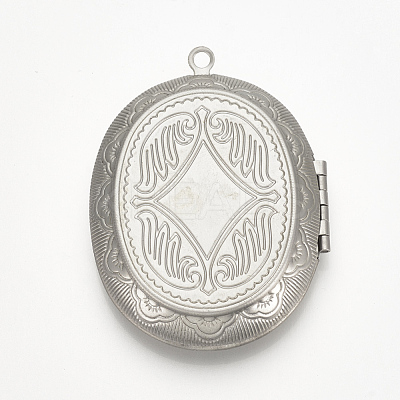 Tarnish Resistant 201 Stainless Steel locket Pendant Cabochon Settings STAS-S076-43-1