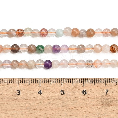 Natural Moonstone & Amazonite & Amethyst & Strawberry Quartz Beads Strands G-A324-A01-4mm-1