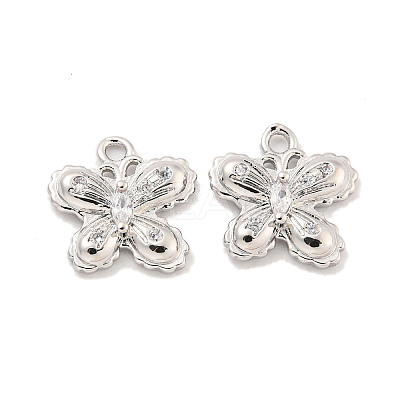 Brass Micro Pave Clear Cubic Zirconia Charms KK-Z044-19P-1
