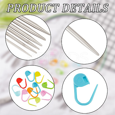 6Pcs 6 Styles Stainless Steel Circular Knitting Needles IFIN-GF0001-32-1