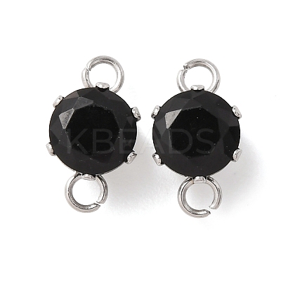 304 Stainless Steel Micro Pave Cubic Zirconia Connector Charms X-STAS-H240-50P-11-1
