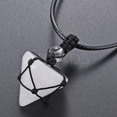 Natural Quartz Crystal Cone Pendant Necklace NJEW-Q313-001A-1