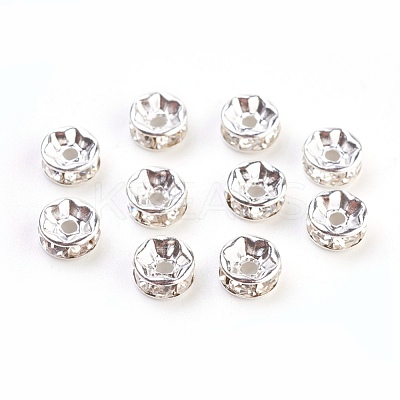 Brass Grade A Rhinestone Spacer Beads RB-A014-Z7mm-01S-1